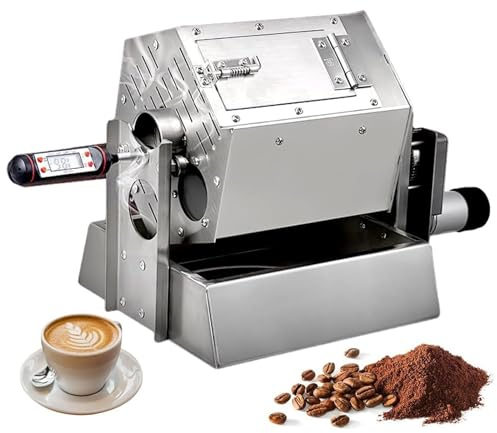 Tostatrice per chicchi di caffè professionale, tostatrice per chicchi di caffè elettrica a tamburo da 3,4 litri con termometro, fornaia per chicchi di caffè a gas per uso domestico di bar e negozi