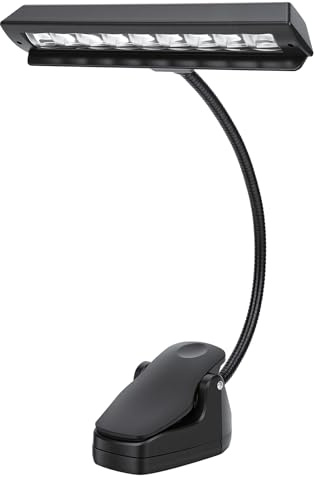 Yosoo Health Gear Luz LED para Atril con Clip, Fuente de Alimentación con Batería USB y AA, Lámpara de Escritorio, Luz de Lectura, Ajustes de Brillo de 2 Niveles, Luz de Piano, Luz de Brazo