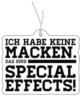 2x Duftbaum mit,Ich habe keine Macken, das sind Special Effects‘ Motiv, Auto Duftspender lustig, Duftbaum Auto tuning, Lufterfrischer, Duftanhänger Auto, Duftbaum Set Auto