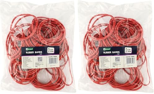 D.RECT - Rubber Bands | 100 g Bag | 50 mm Diameter Wide 3 mm Rubber Ring Bands for Household, Work, Office Reusable Durable Durable Stable Red (Pack of 2)