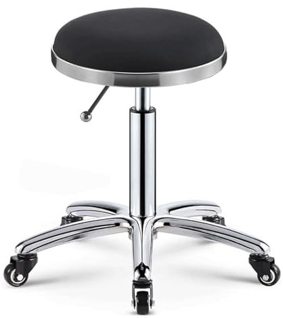 SJHPZG Rollbarer Salonhocker mit Rollen, robuster PU-Leder, 360° drehbarer Hocker, höhenverstellbar von 42–55 cm (150 kg), für Salon, Spa, Büro, Schreibtisch, Zuhause, Küche, Massage