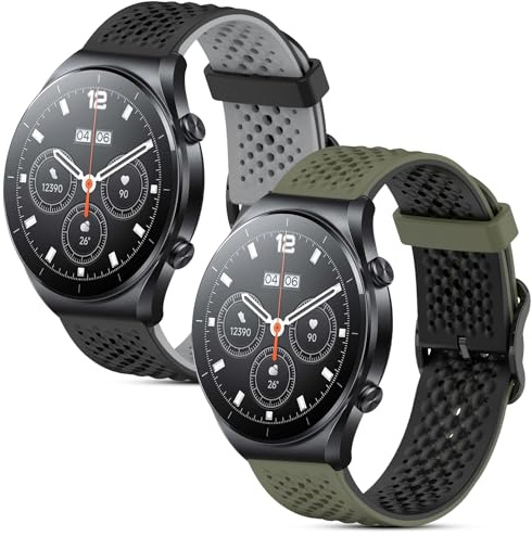 CHULN 2 Pezzis 22mm Cinturino per Xiaomi Mi Watch/Xiaomi Watch S1 Pro/S1 Active/S1/S2/S3/2/2 Pro/Xiaomi Mi Watch Color Sport, 22mm Sportiva Cinturino in Silicone di Ricambio per Smart Watch.