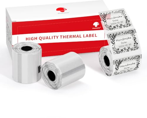 3 Rollen Phomemo 40x30mm Silber Glitter Selbstklebende Thermodirekt-Etiketten Papier für Phomemo M110 M221 M220 M120 M108 M100 M150 M250 M260 Etikettendrucker