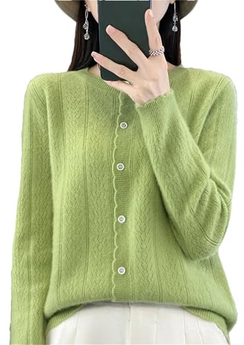 Women's Cashmere Cardigan Sweater Casual Soft Long Sleeve Button Down Knitted Sweater Jacket Light EN8 M