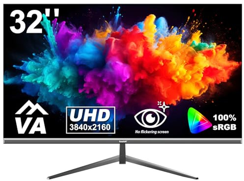 Gawfolk 32 inch 4K PC Monitor, UHD 3840 x 2160p 60HZ Computer Monitors VA Screen for Home & Office, Support HDMI 2.0, DP 1.4
