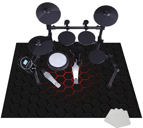 Schallschutz Teppichmatte Drum Teppich Schlagzeug Teppich rutschfeste Trommel Teppich Professioneller Schlagzeugteppich Quadratische Schallschutzdecke für E-Drum-Kits Bass Drum Snare 110 x 80 cm