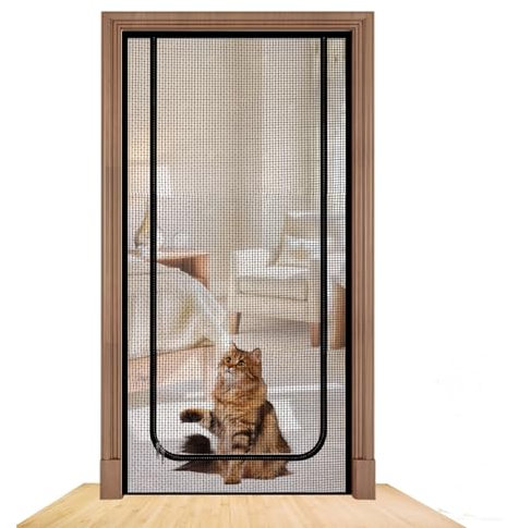 Katzengittertür,Katzennetz für Balkon,Haustiere Bildschirm Tür mit Reißverschluss,Haustiergittertür für Verhindern Katzen aus Laufen,Fliegengittertüren,Fliegengitter Tür Ohne Bohren (80x200cm)