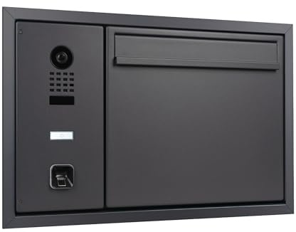 Hello - Buzón con Sistema de videoportero IP DoorBird D1100E y ekey sLine Fingerprint – Buzón Inteligente, Apertura por Dedo, Empotrado, Montaje Empotrado, Acero Inoxidable, Gris Antracita Mate RAL