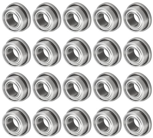M METERXITY 20-Pack FR144ZZ Flanged Ball Bearing, 1/8 x 1/4 x 1/9 Double Metal Shielded Z1 Chrome (GCr15) Steel Flange Rip Bearings for Wheelbarrow/Printer/Fax Machines/Power Tools