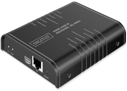 DIGITUS Receptor HDMI KVM IP para DS-55355 – UHD 4k 60 Hz – HDMI 2.0 – hasta 200 m de alcance – unidad receptora – punto a multipunto – CAT 6 – negro