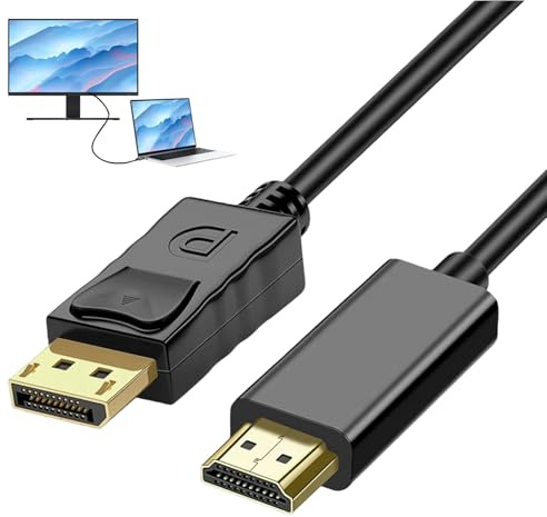 Menibeuty Cable DisplayPort a Hdmi 1M, 4K Display Port A Hdmi, Cable Unidireccional Dp 1.2 A Hdmi 1.4, Compatibles Con Monitores, PC, Computadoras Portátiles