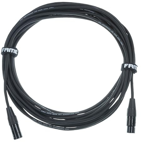 Fame Audio Ultra Professionelles Mikrofonkabel, 10m, XLR 3 Pol Male/Female, 0,22 mm² Querschnitt, PVC Mantel, Kreuzgeflechtschirm, Schwarz