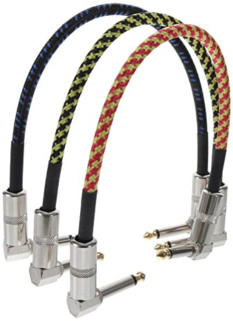 TOGEVAL 3 Stück Gitarren Patchkabel Stecker zu Stecker Geflochtene Verbindung für Effektgeräte Bass Gitarre und Weitere Musikinstrumente Zufällige Farbe Zufällige Farbe