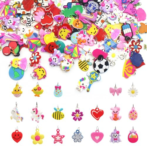 MoguGo 150 Stück Loom Charms Set – loom bänder zubehör für DIY Armbänder & Halsketten, bunte Anhänger für Loom Gummiarmbänder, Kinder Basteln & Geschenkidee