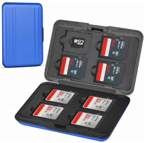 JYNVO Estuche impermeable para tarjetas de memoria, funda para tarjetas SD, compatible con tarjetas SD, TF y tarjetas de memoria para cámaras, fabricado en aleación de aluminio