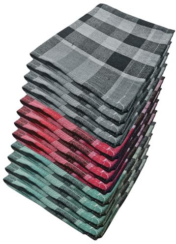 GX GARGIX Set pacco da 12 strofinacci canovacci in cotone TINTO FILO 50x70 cm (SMR-1)