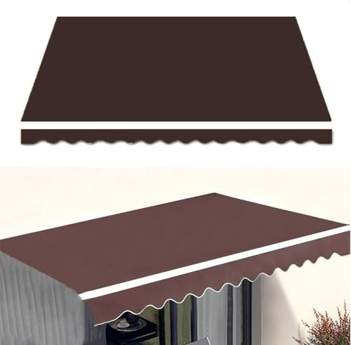 30 x 20 cm (11 x 8 fot) manuell infällbar markis – väderbeständig polyester uteplats solskydd baldakin ersättning (utan e) – utomhusskydd för dörrar – kaffefärg