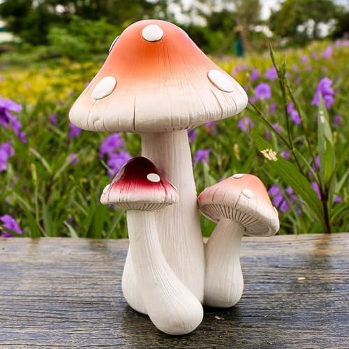 FUBESK Adornos de jardín para decoración de bonsái de jardín, simulación de hongos pequeños coloridos para resina hecha a mano para el clima, para rojo y blanco
