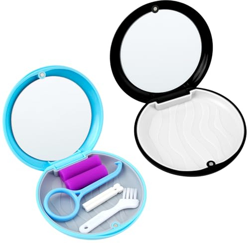2 Piezas caja ferula dental con Herramienta de Eliminación de Alineadores y Masticador Invisible, Apto Aparatos de Ortodoncia, Alineadores Invisibles y Fundas Dentales (Azul+Negro)