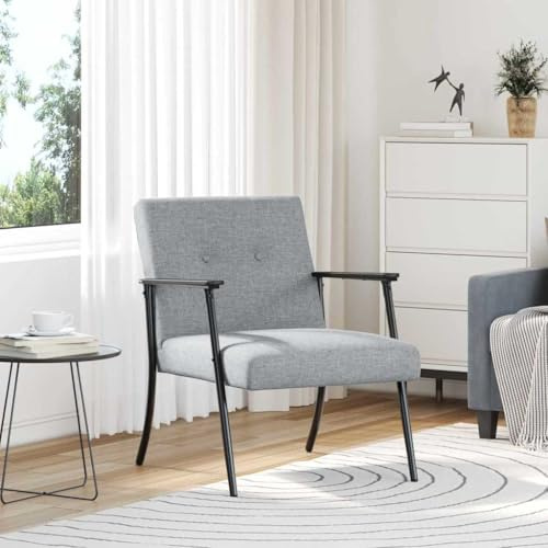 Ziaphsol Bekväm ljusgrå tygfåtölj med ergonomisk design, vridbar, justerbar, perfekt för vardagsrum, sovrum, kontor, lounge, med armstöd, ryggstöd, stabil trä- och metallram