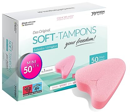 JOYDIVISION Soft-Tampons mini I 50 Stück I fadenlose Tampons für Sport, Schwim Men & Spa I Men struationsschwämmchen ultra soft I leichtes Einführen & Entfernen I Mini Softtampon ohne Faden
