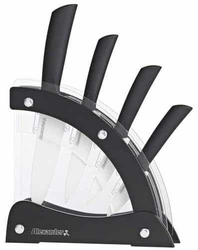Ceppo con 4 Coltelli in Ceramica Alexander Vela Nero