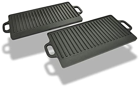 vidaXL 2X Grillplatte Wendeplatte Gasgrill Grillaufsatz Backen Gußeisen Platte BBQ Zubehör