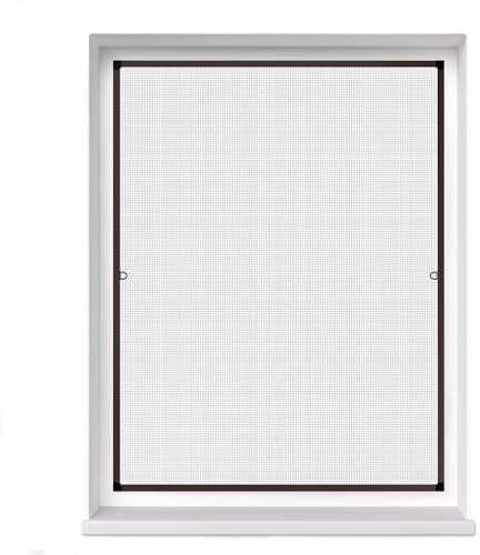jarolift Fliegengitter Fenster Profi Line, Insektenschutz Fliegenschutzgitter Spannrahmen, Kürzbar, Alurahmen, 90 cm x 150 cm (B x H), Rahmenfarbe Braun