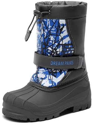 DREAM PAIRS Pojkar flickor halkfria vattentäta vindskyddade vinter varma snöstövlar unisex barn vinterstövlar, marinblå, 32 EU