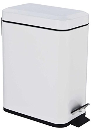 HOMION 5L SLIM WHITE PEDAL BIN RECTANGULAR REMOVABLE BUCKET EASY TO CLEAN