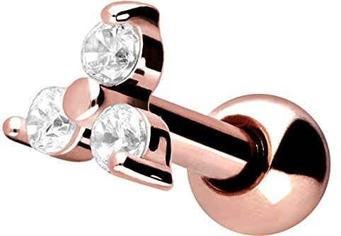 PIERCINGLINE Ohrpiercing aus Chirurgenstahl - Kristallblume Piercing als Ohr-Stecker, Helix oder Tragus in 4 stylischen Farben