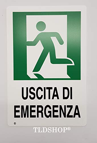 TLDSHOP® - Carteles de señalización de PVC, salida de emergencia, intermitente a izquierda, 20 x 30 cm