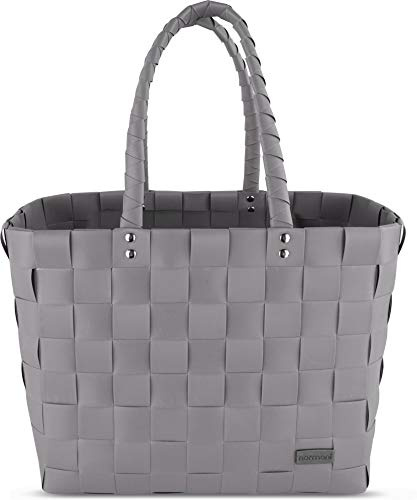 normani Einkaufskorb Shopper geflochten aus Kunststoff - robuster Strandkorb aus wasserabweisendem Material Farbe Classic/Brown