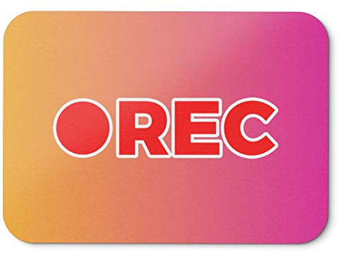 BLAK TEE Vintage VHS REC Symbol Mouse Pad 18 x 22 cm in 3 Colours Pink Yellow