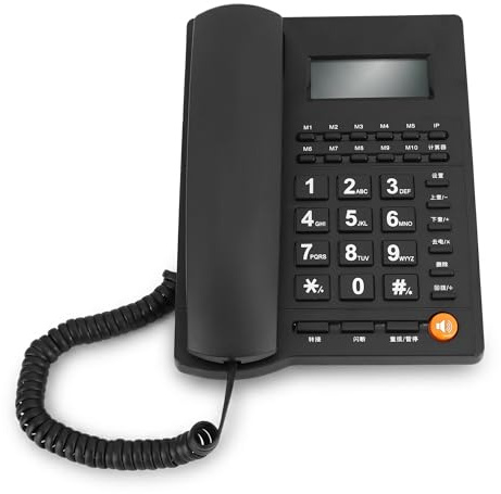 Fast telefon, fast telefon DTMF/FSK bordstelefon med dubbelt nummer och LCD-display för kontor/privat bruk