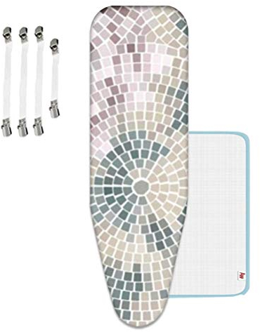 LSSUP BüGelbrettbezug, 150x55cm, 100% Baumwolle, Extra Dicke Polsterung, BüGeltischbezug Universal, Inkl BüGeltuch und 4 Spannern, XXL