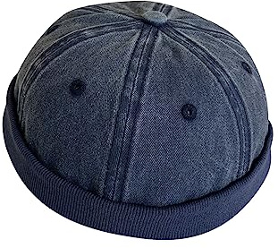ACVIP Docker-Cap Jeans Denim Baseball Cap Dockermütze Damen Herren Seemannsmütze Dockercap(Dunkelblau)