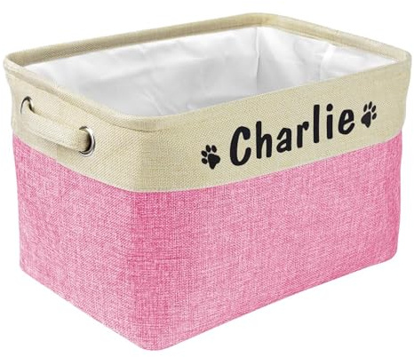 PET ARTIST Zusammenklappbarer Aufbewahrungskorb für Hundespielzeug mit personalisiertem Namen des Haustiers –Aufbewahrungsbox für Hundespielzeug Hundemäntel Hundekleidung Hundebekleidung und Zubehör