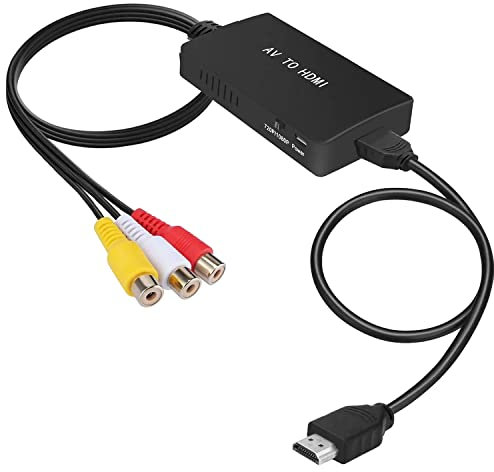 uhddadi adattatore RCA a HDMI, Convertitore AV a HDMI, convertitore video audio composito AV CVBS che supporta 1080P per PS2/PS3/ STB/Xbox VHS/VCR/lettori DVD Blu-Ray