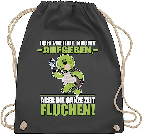 Shirtracer Turnbeutel Rucksack - Sprüche Statement - Ich werde nicht aufgeben aber die ganze Zeit fluchen! - weiß - Unisize - Dunkelgrau - mit aufschrift fluchen beutel statements beutelrucksäcke