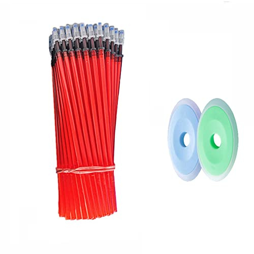 MROOFUL Radierbare Gelschreiberminen, 0,5 mm, blaue Tinte, Büro, Schule, radierbarer Stift, Reibungsgriff, farbig, 2 Stück, Radiergummi, Schreibwaren, 50 Stück (rot)