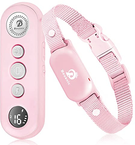Bousnic Dog Training Collar with Remote - 1000ft Dog Shock Collar for 10-120lbs Small Medium Large Dog Waterproof Rechargeable e Collar with Beep/Vibrate/Safe Shock(1-16) Modes