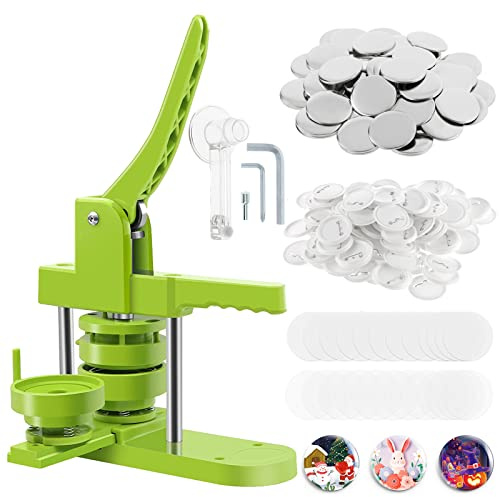 Dyna-Living Badge Maker 37mm(1.46in) Button Maker Machine DIY Round Pin Badge Making Kit Badge Punch Press Machine with 200pcs Button Parts and Circle Cutter