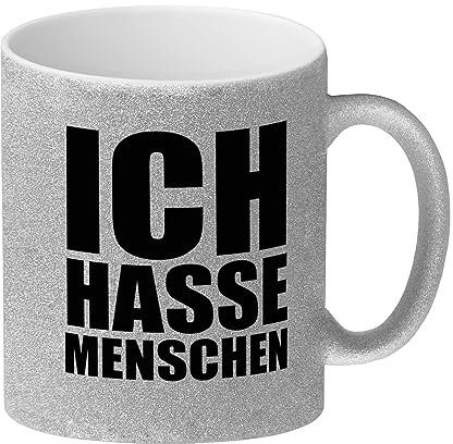 trendaffe Ich hasse Menschen Glitzer-Kaffeebecher
