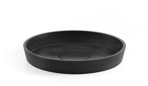 Ecopots Sottovaso rotondo in plastica riciclata moderna, per interni ed esterni, grigio scuro, 15,2 cm