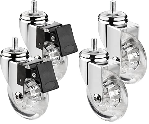 360 ° Drehbare Rollen,35 Mm Lenkrollen, Möbelrollen Mit Gewinde, M8 * 15 Mm, M10 * 15 Mm Transportrollen ,Geeignet Für Trolleys, Möbel, Kinderbetten, Blumen(Size:1.5in-M8*15mm,Color:2 Braked+2 Swivel)