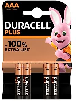 4 pilas Duracell AAA plus (1 blíster de 4 baterías) 4 pilas mini lápiz (LR03/MN2400)