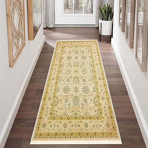 YANHONG Küchenläufer, küchenteppich 40 x 130 cm Wetterfest rutschfest Waschbar Lang Eingangsteppich Fußmatte mit Anti-Rutsch Unterseite für Esszimmer, Küche, läufer Flur, Gelb
