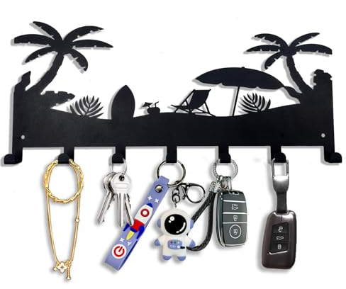 Wall Mounted Metal Key Rack 7 Hooks Heavy Duty Home Entryway Organizer