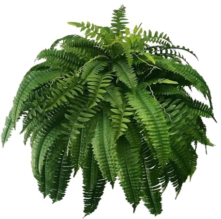 Ulafbwur Felce artificiale resistente ai raggi UV, 1 set di felci finte per fioriera da esterno, grande, verde realistico per casa, ufficio, matrimonio, giardino